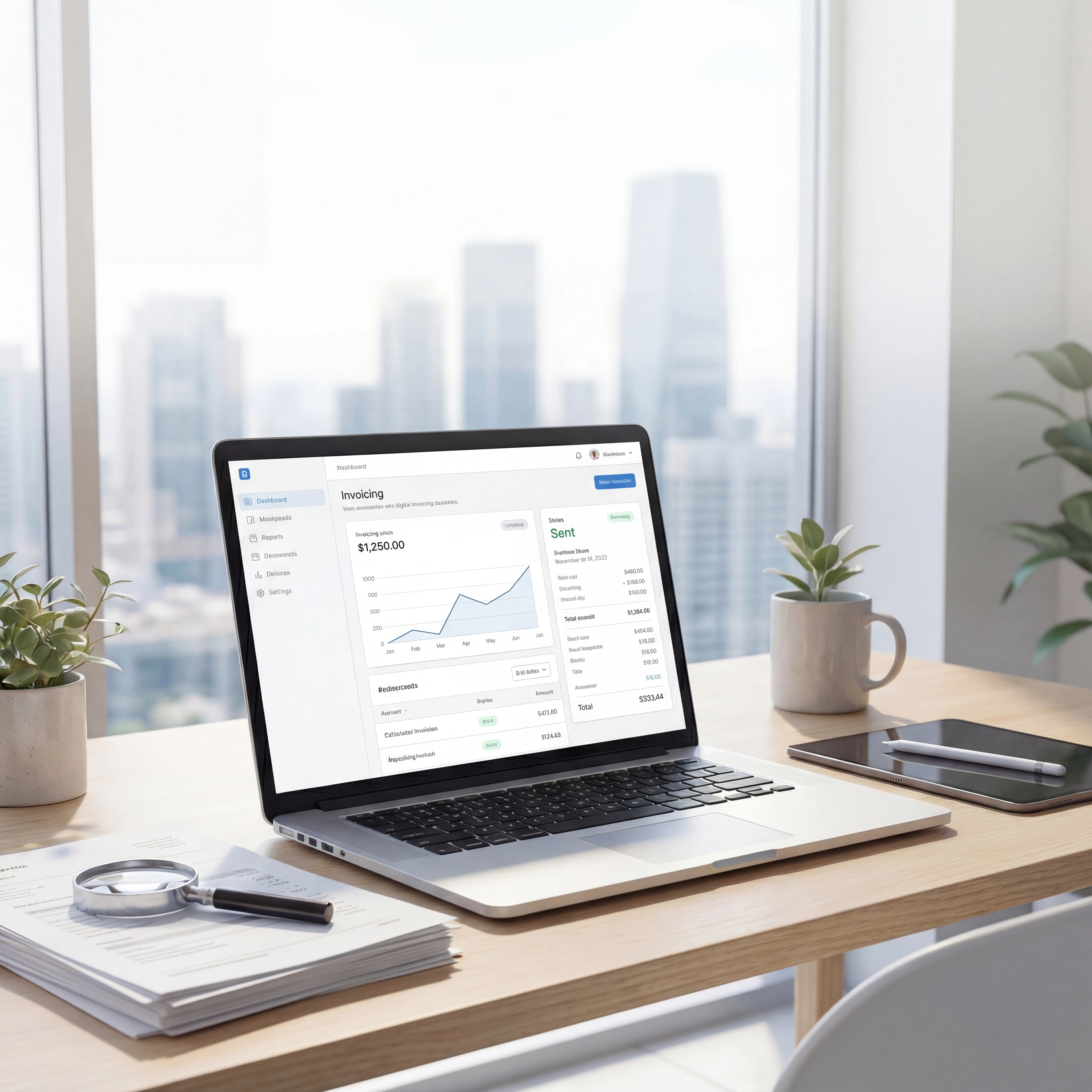 Loupe Factory invoicing screen in light mode.