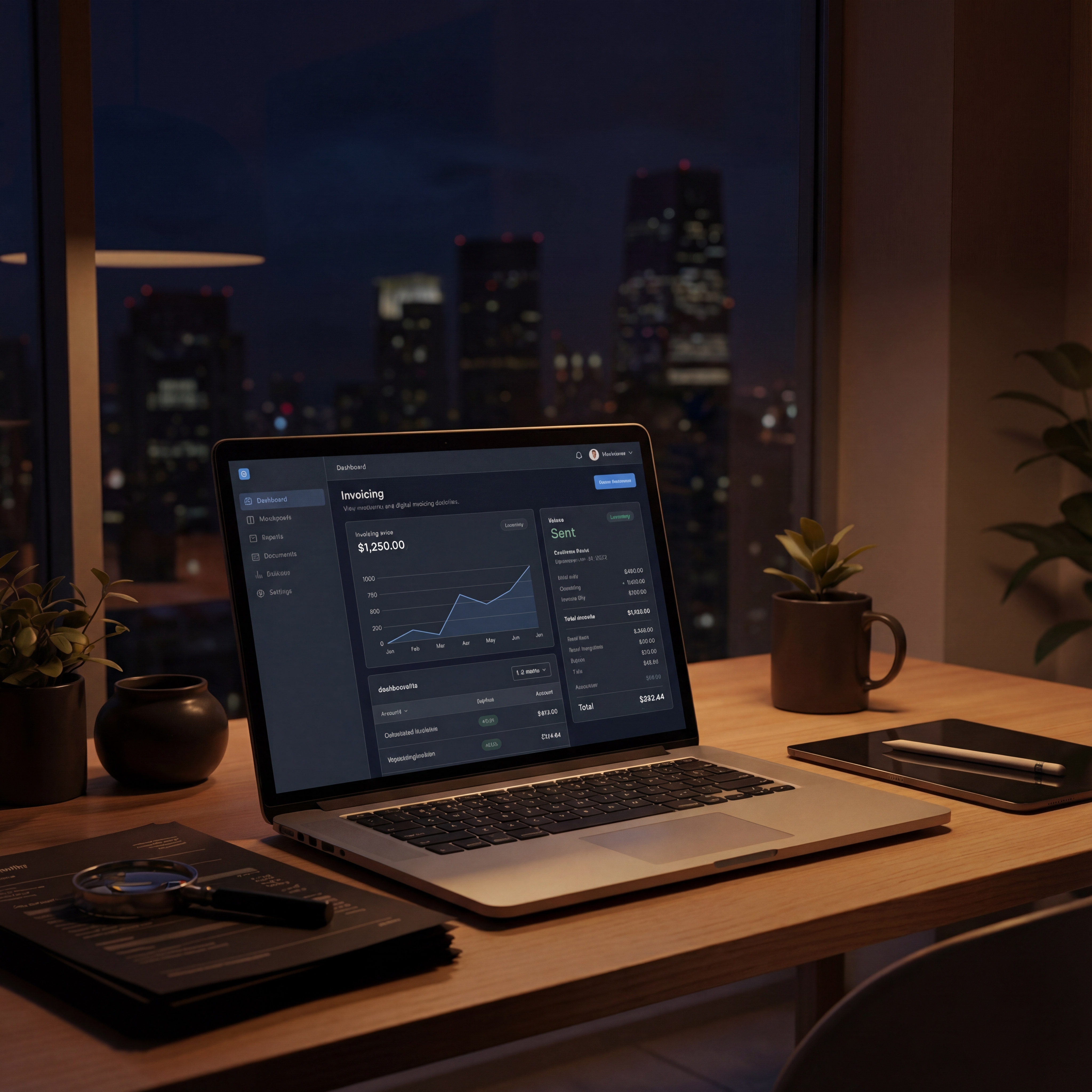 Loupe Factory invoicing and shipment workflow screen in dark mode.