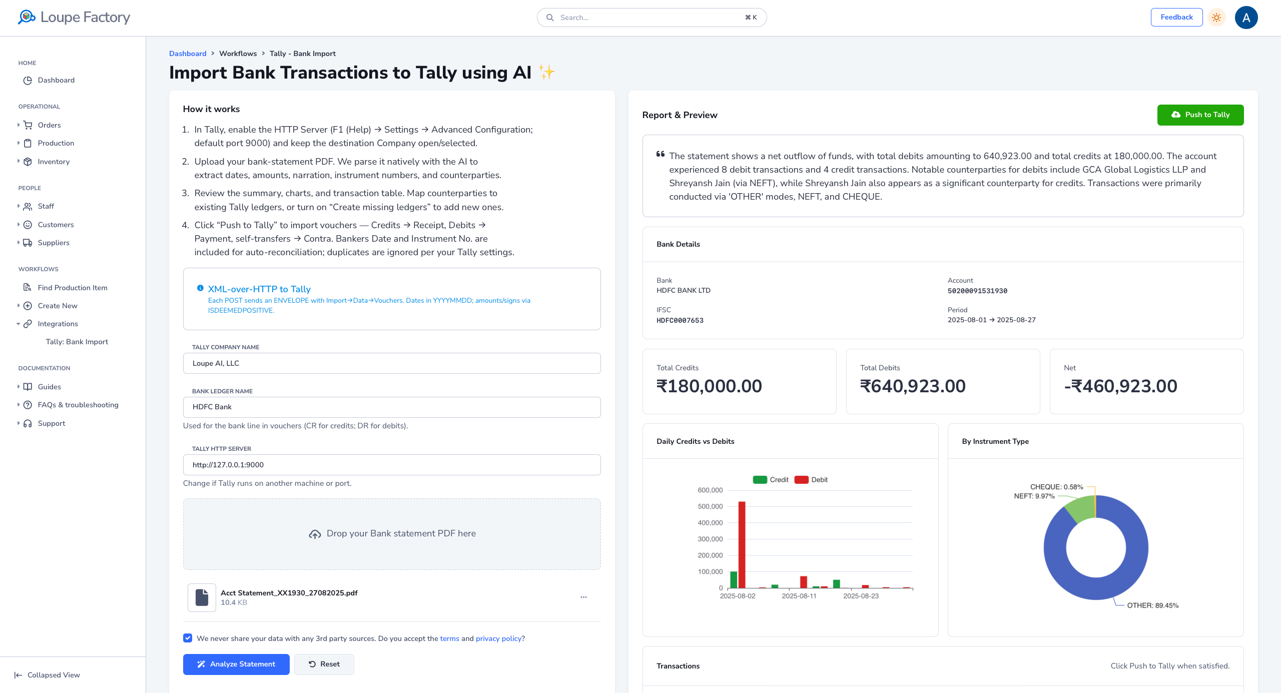 Tally Bank Import
